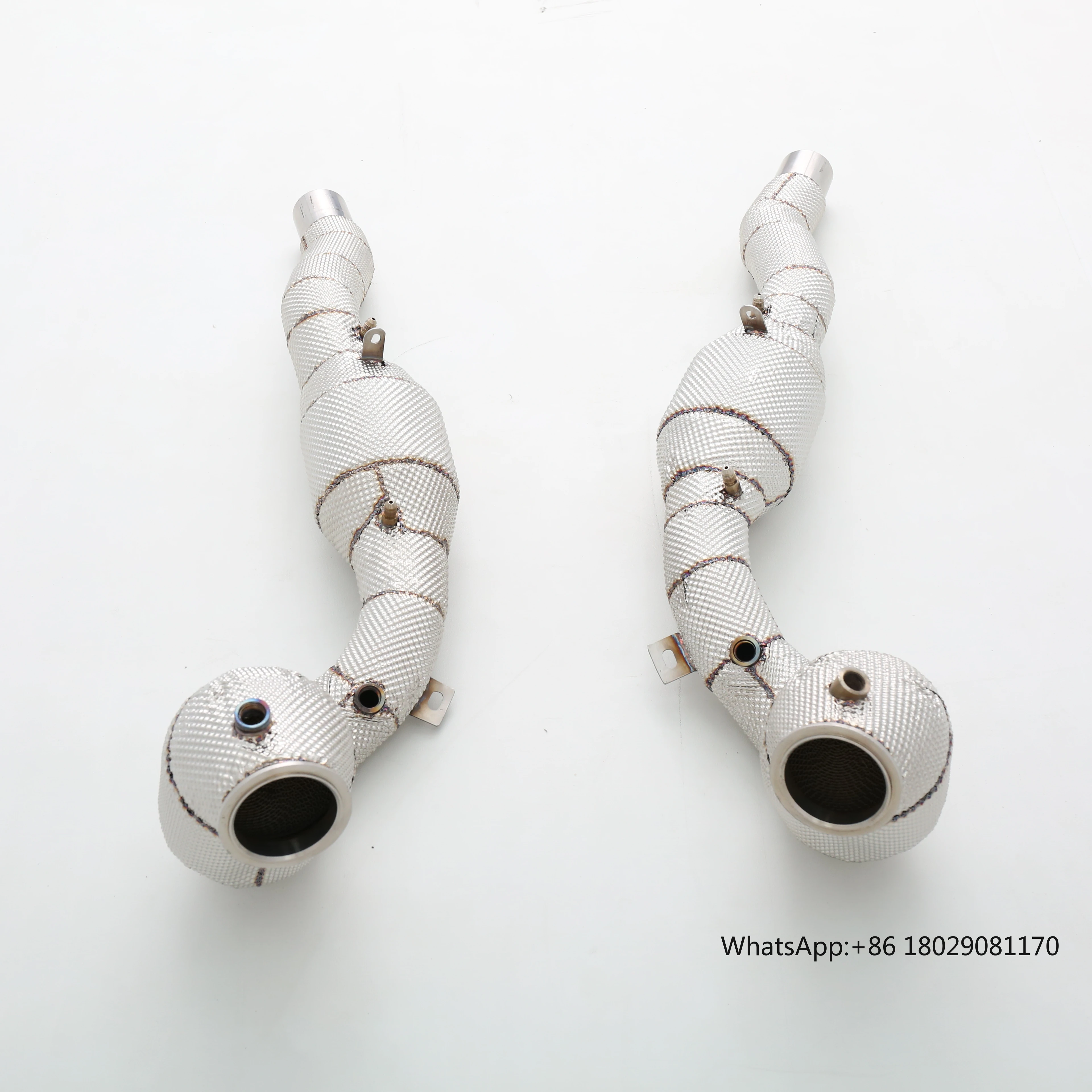 

Custom Designed Ferrari Roma 3.9T V8 Racing Catless Downpipe 304 Stainless Steel with Heatshield Perfect Fit