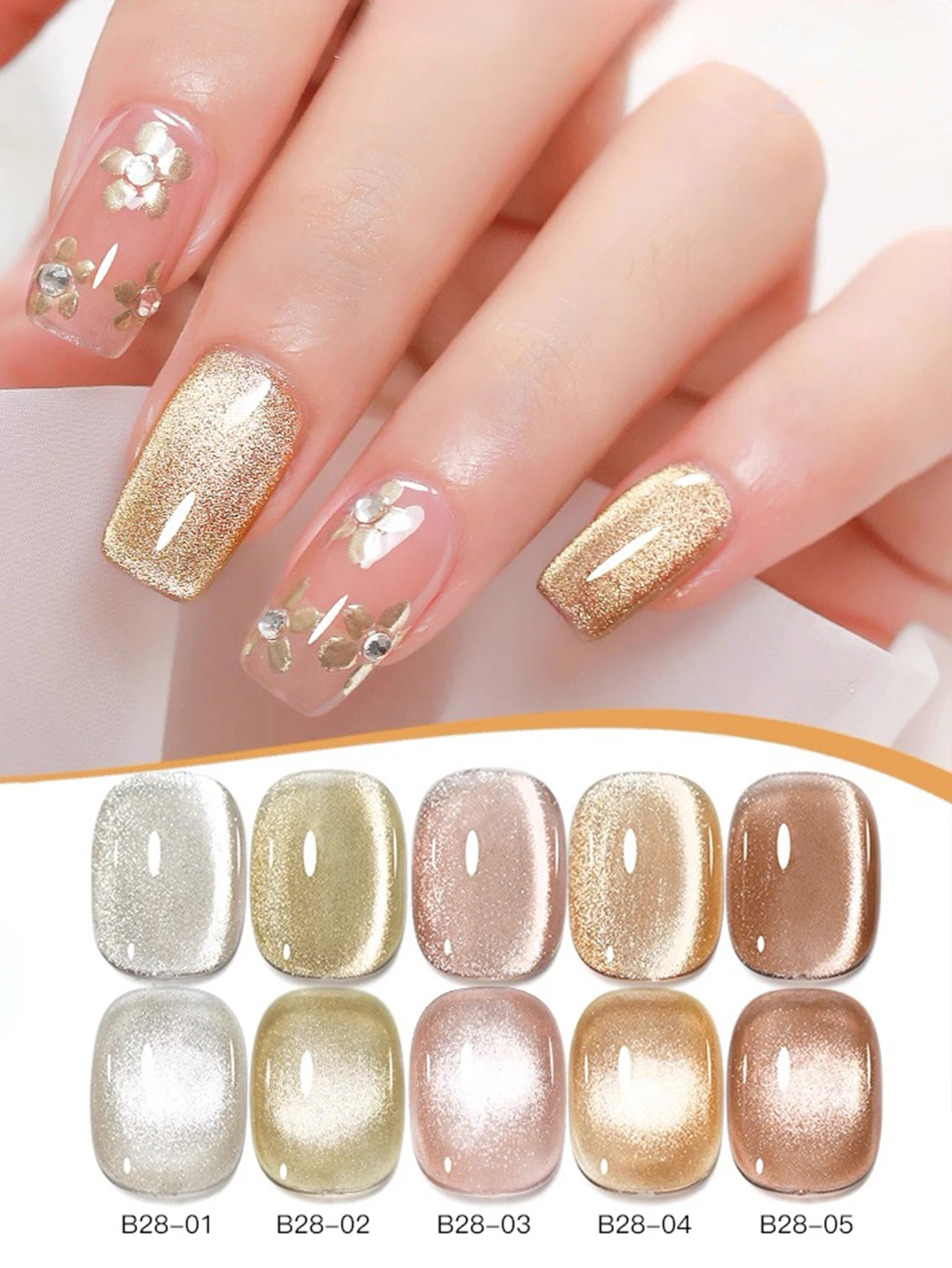 1/9PCS2025 Nail Art fournitures pour femmes ensemble automne et hiver paillettes Champagne or porcelaine blanc oeil de chat Gel UV vernis à ongles Gel