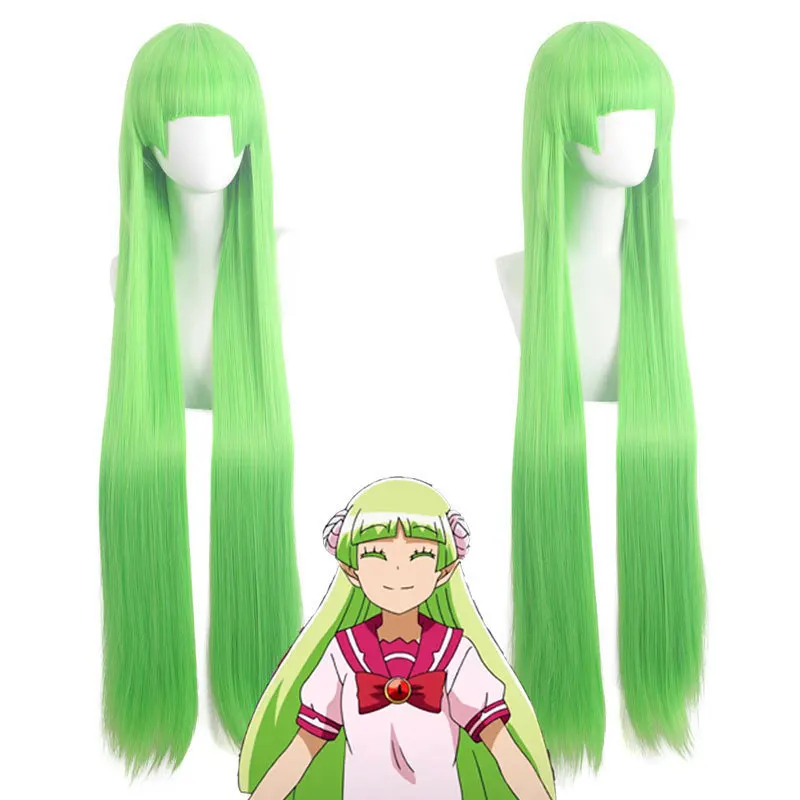 Anime willkommen in der dämonen schule iruma-kun valac clara iruma suzuki cosplay perücke halloween grün 100cm langes glattes synthetisches haar