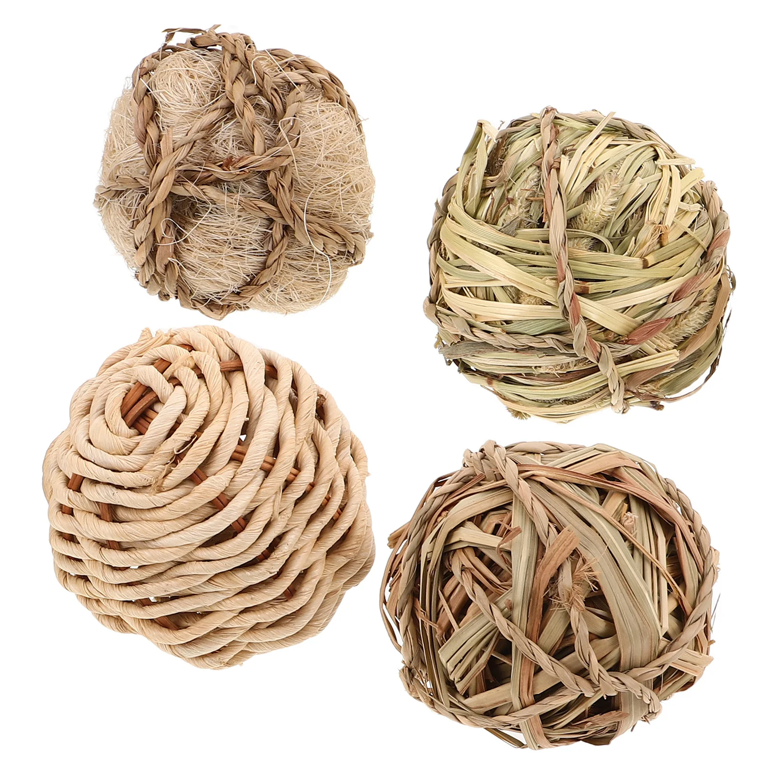 

4Pcs Handwoven Grass Balls Natural Chewing Treats for Rabbits Guinea Pigs Hamsters Small Pets Indoor Outdoor Play