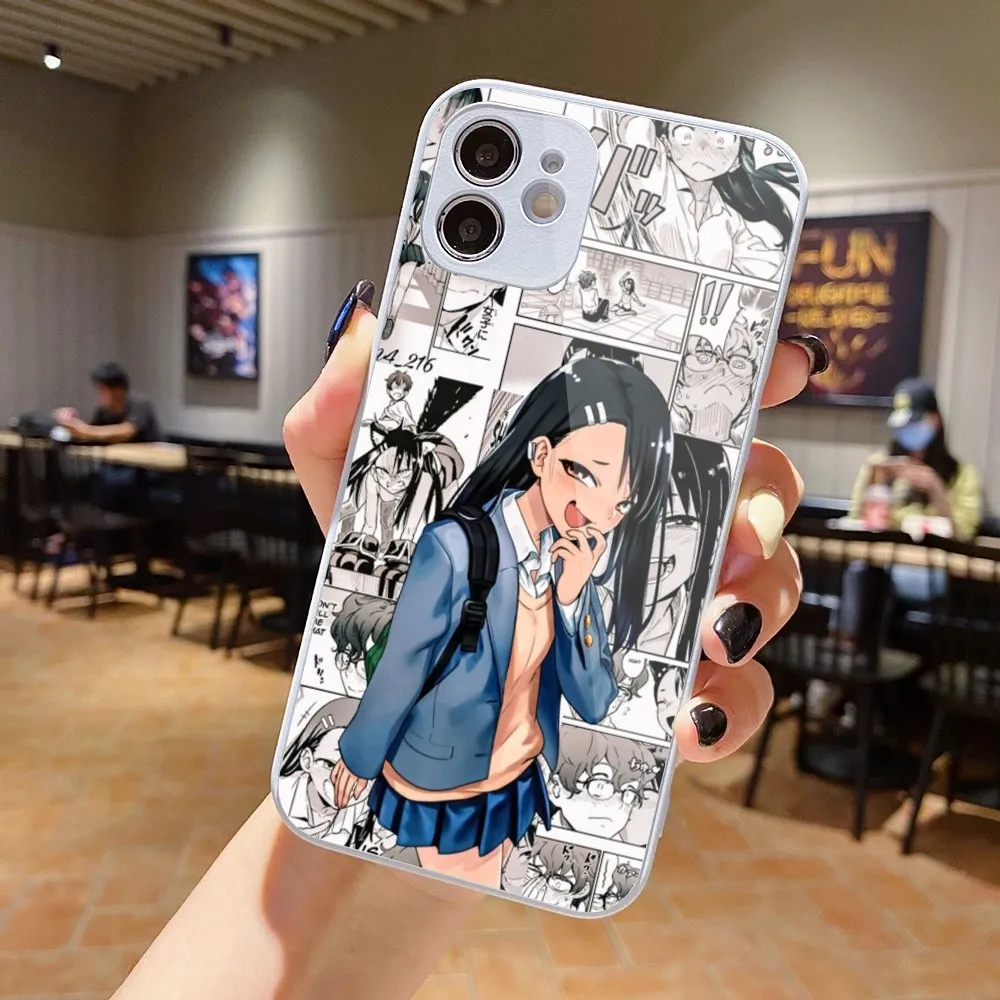 Anime Hayase Nagatoro Cell Phone Case for iPhone 15 14 13 12 11 Pro Max X XR XS 8 7 Plus Liquid Glass Phone Cover Funda