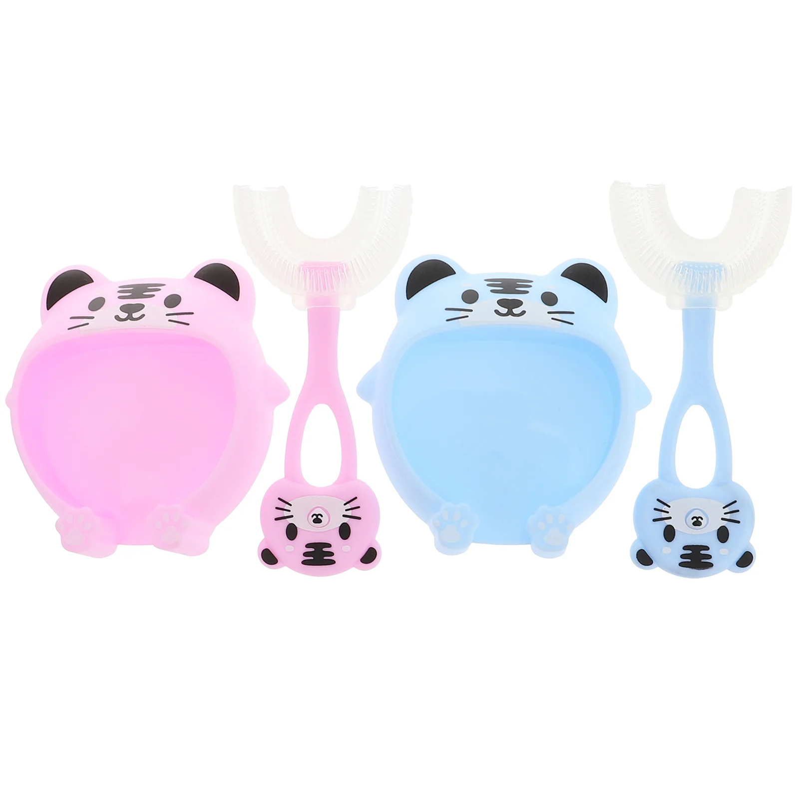 2 مجموعات الأطفال فرشاة أسنان من السيليكون U-شكل العناية بالفم الاطفال الأسنان أداة نظيفة طفل لينة فرشاة الأسنان اليدوية 2-4 سن #3