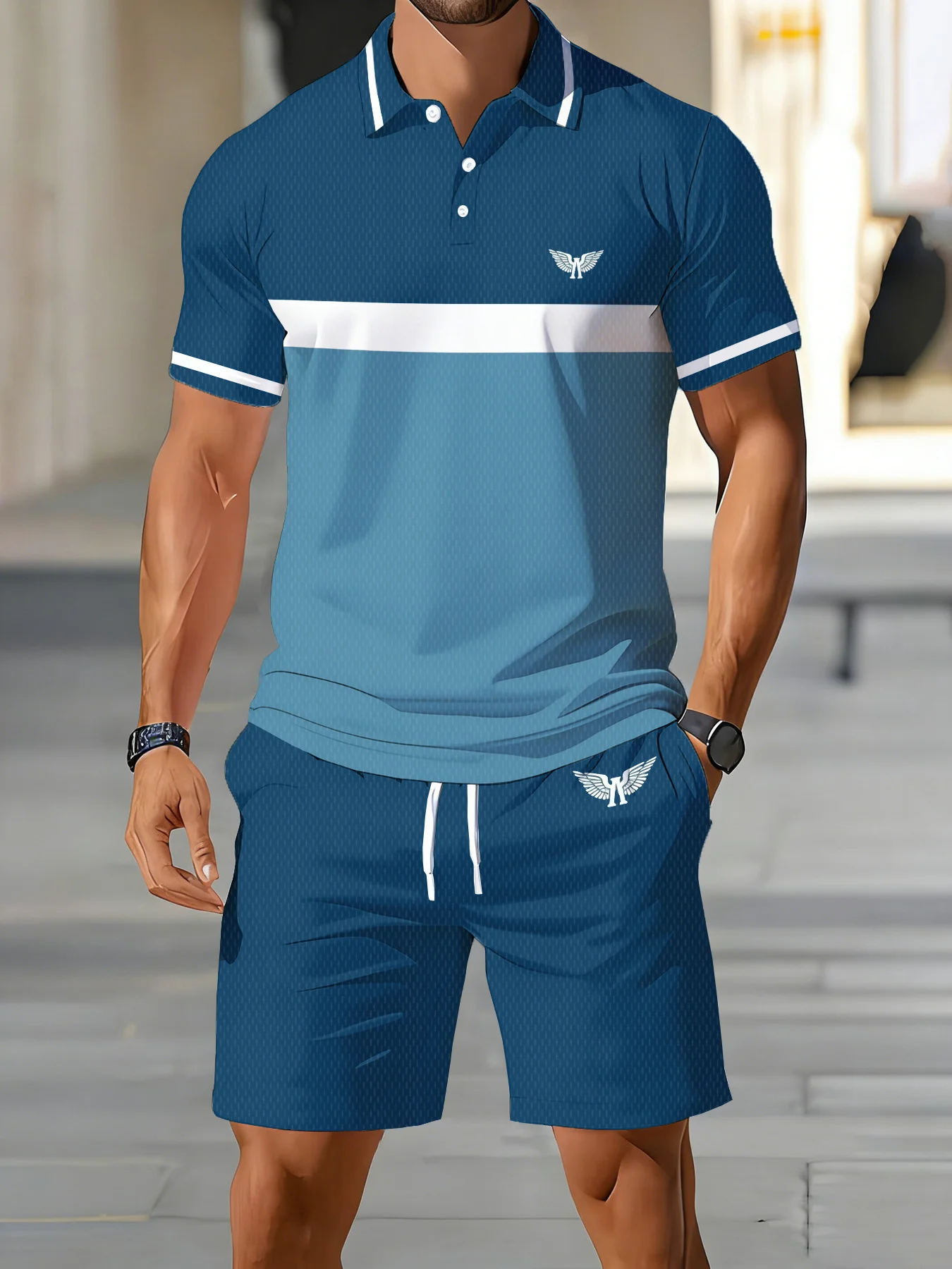 2026 Summer Men's Polo Set - 3D Printed Pattern - Breathable Lightweight Comfortable Fashionable Outdoor Streetwear for Men - view 6
