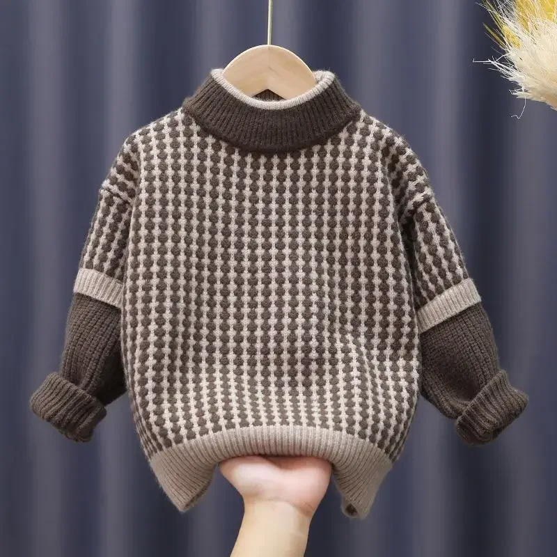 

2024 Autumn winter Baby Children Clothing Boys Knitted pullover toddler Sweater Kids Spring thicken Wear 2 3 4 6 8 years