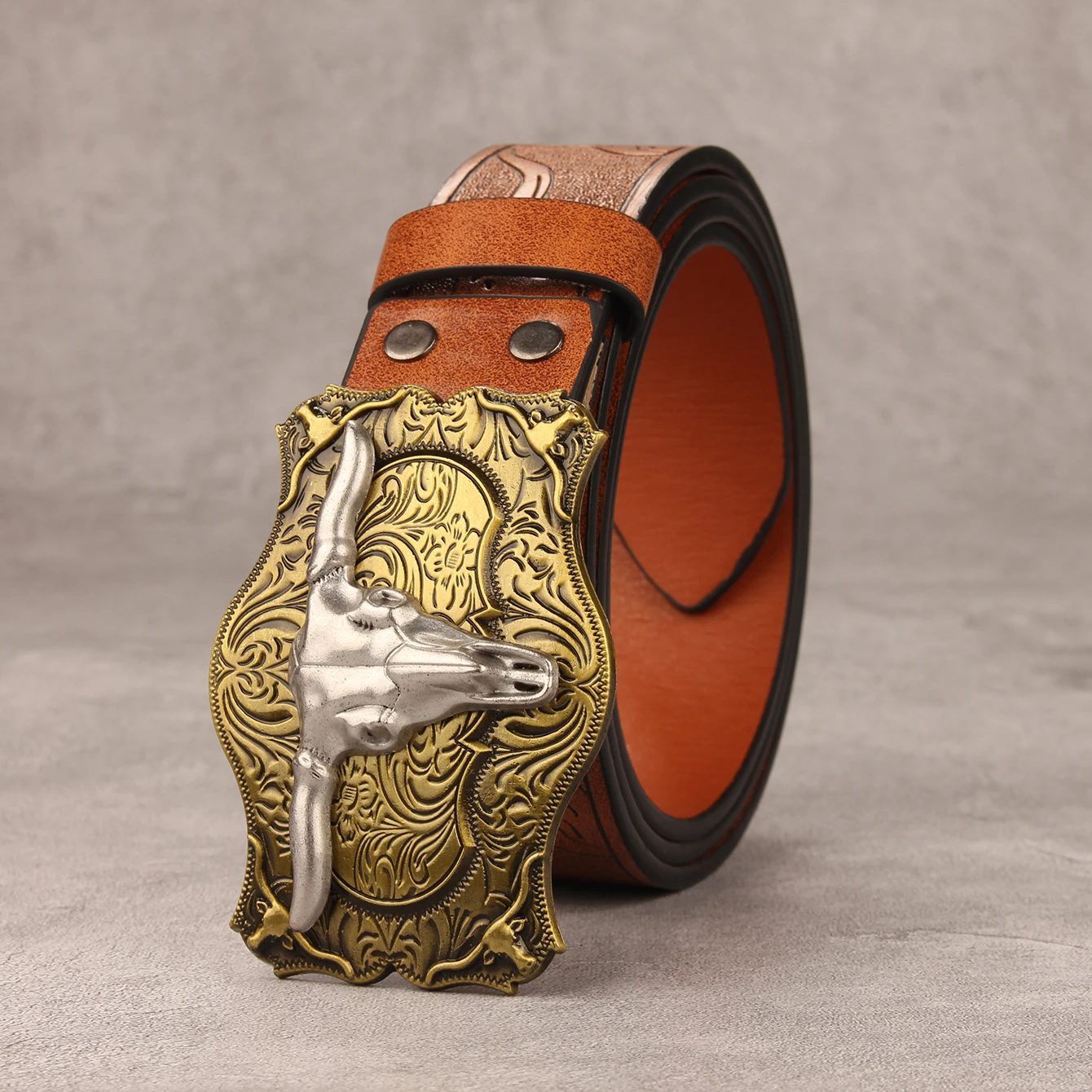 حزام PU من الدنيم الغربي - حزام خصر من قماش الدنيم المنحوت المطبوع المزخرف للرجال