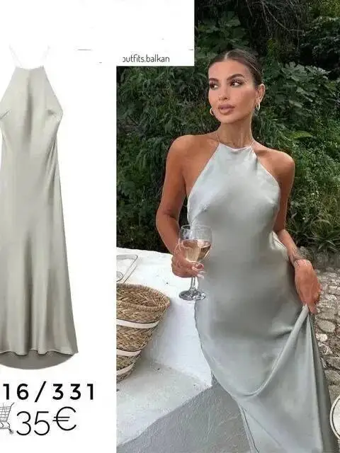 فستان نسائي صيفي جديد لعام 2025 فستان بدون أكمام من الساتان والحرير 9588 على الطراز الغربي فساتين نسائية ضيقة على الموضة OB8N #3