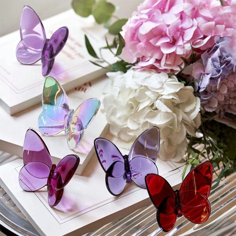 

French Crystal Butterfly Transparent Luxury Lucky Butterfly Desktop Decoration Home Accessories Ornaments Birthday Gift Ideas