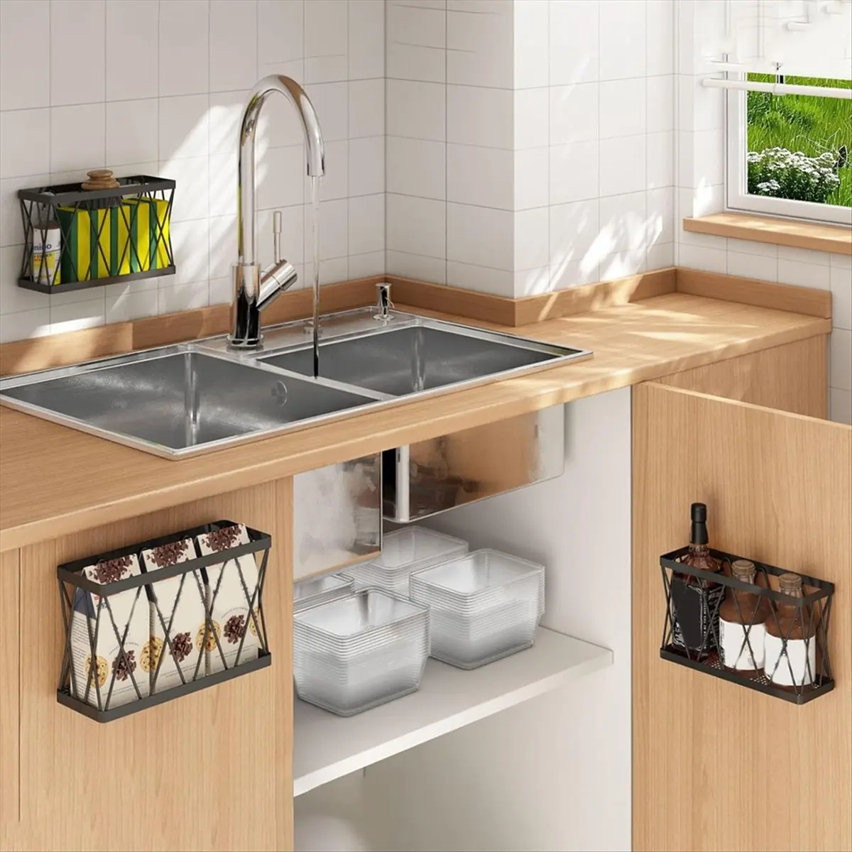 2026 + 3 عبوات منظم للخزانة، منظم خزانة المطبخ، منظم مخزن فوق الباب، منظم غطاء مثبت على الحائط