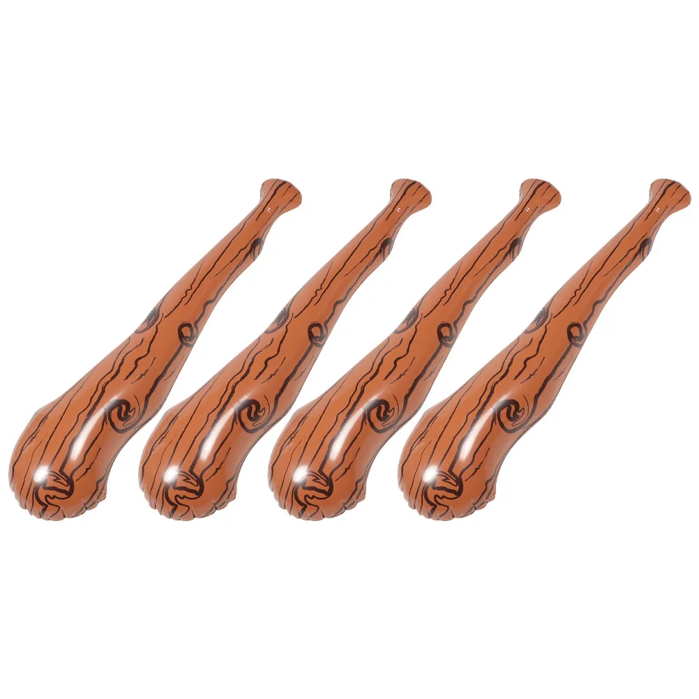4 Pcs Inflatable Baseball Bat Pool Cricket Grip Toys Balls Kids Party Cheering Sticks Supplies Sports Themed Supply Child