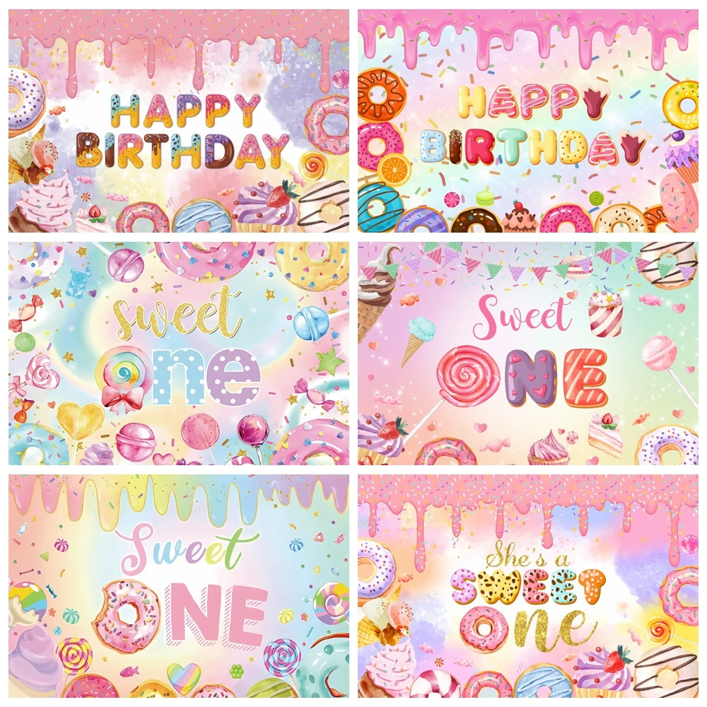 

Candy Bar Shop Theme Backdrop Ice Cream Car Cupcake Lollipop Sweet Baby Birthday Party Photography Background Decor Photo Studio