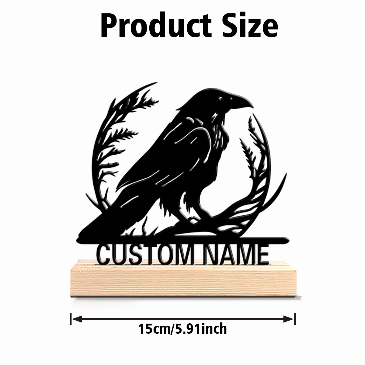 1pc Fashion Personalized Custom Bird Metal Art With Wooden Base Tabletop Decoration Botanical Wooden Base Desk Art for Nature L