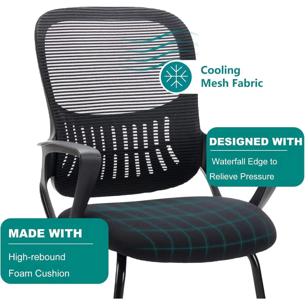 كرسي مكتب مع قاعدة زلاجات مكونة من 2، كراسي كمبيوتر شبكية تنفيذية مريحة مع دعم قطني لانتظار غرفة النوم المنزلية #5