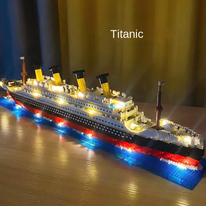 The model of Titanic cruise ship is difficult to assemble and puzzle.