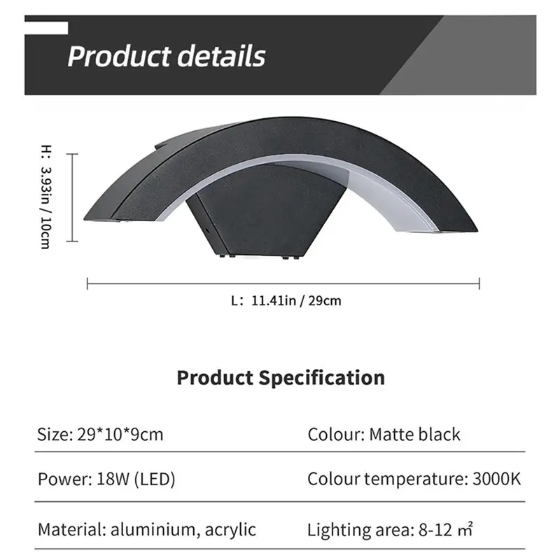 Lampada da Parete LED in Alluminio FAST-2X, Impermeabile, per Esterni e Interni