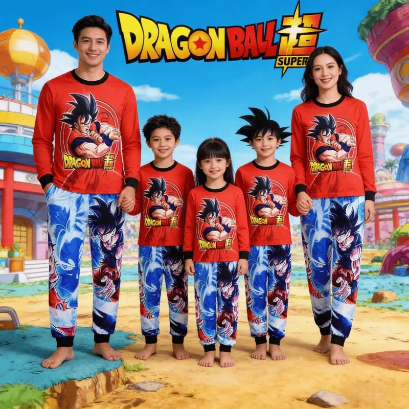 

Пижамный комплект Dragon Ball Goku, мягкая пижама для детей в стиле аниме, свободная домашняя одежда, весенне-осенний костюм с длинными рукавами и брюками, пижамы, подарки
