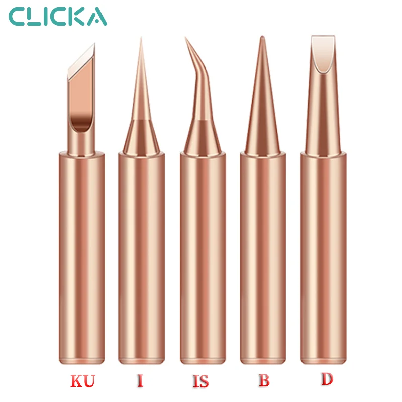 5PCS 900M/936 Series Pure Copper Welding Head 900-T-K/I/IS/B Lead-Free Soldering Iron Tips For 936/937 Soldering Station