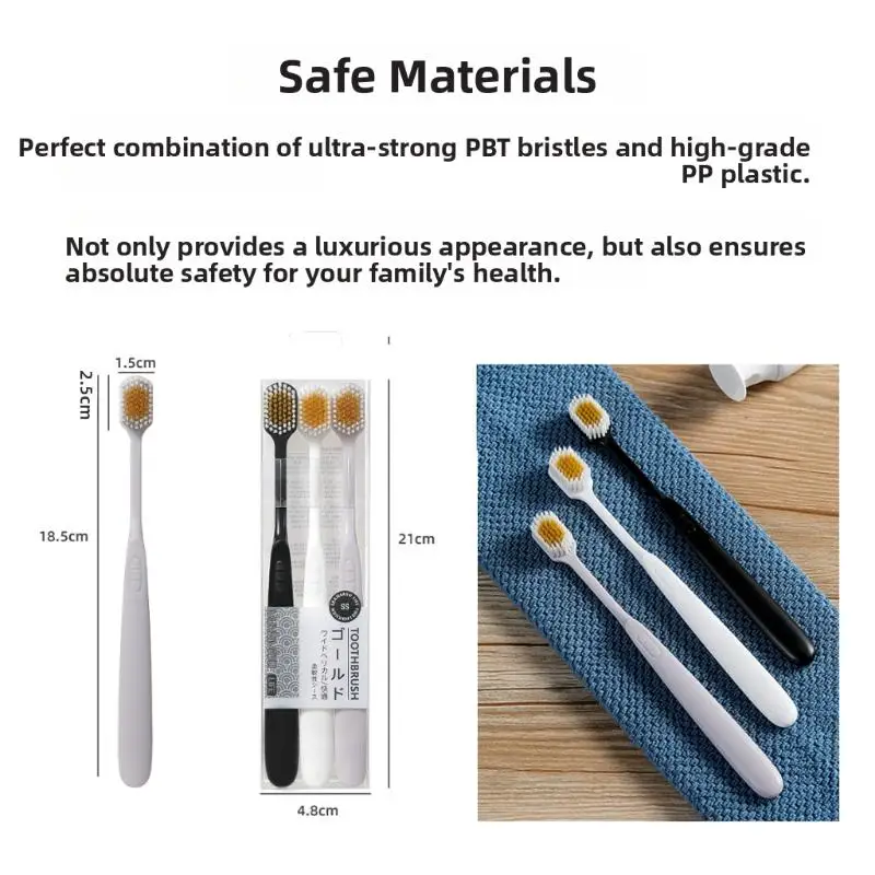 3 PCS Soft Bristle Wide Head Toothbrush Non Slip Ergonomic Handle 3 Pack Perfect For Daily Home Oral Care For All Family Members