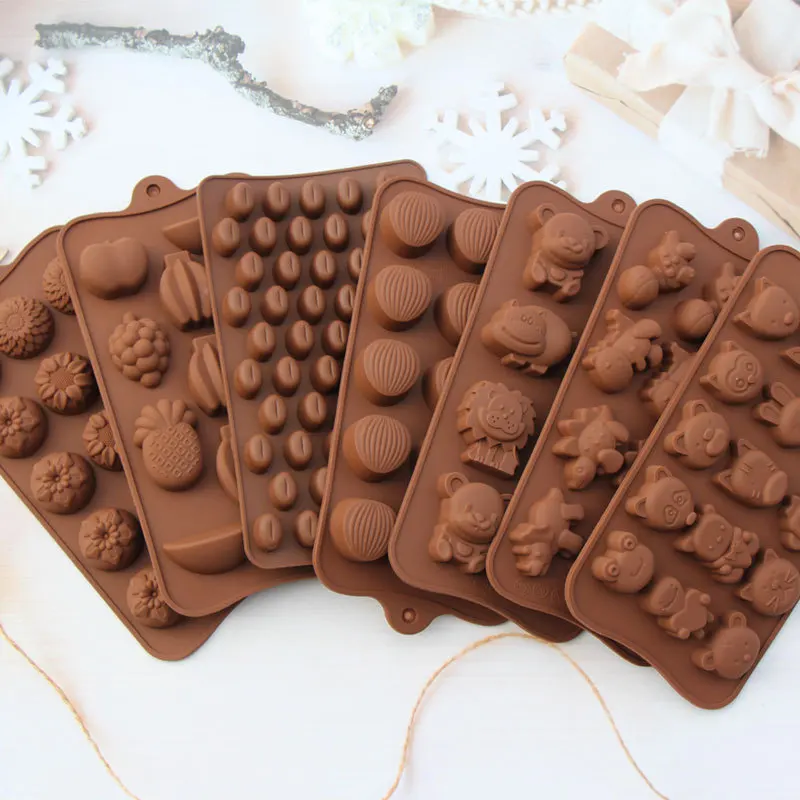 Christmas Silicone Mold Rose Animal Chocolate Mold Jelly Ice Tray Baking Mold Waffle