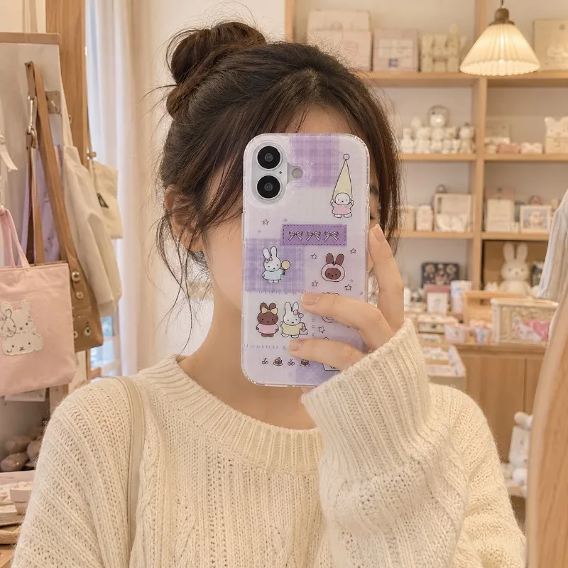 Kawaii Miffy Jelly Phone Case for IPhone 17 16 14 13 12 11 Pro Purple Character Design Protective Back Cover Mobile Phone Shell view 5
