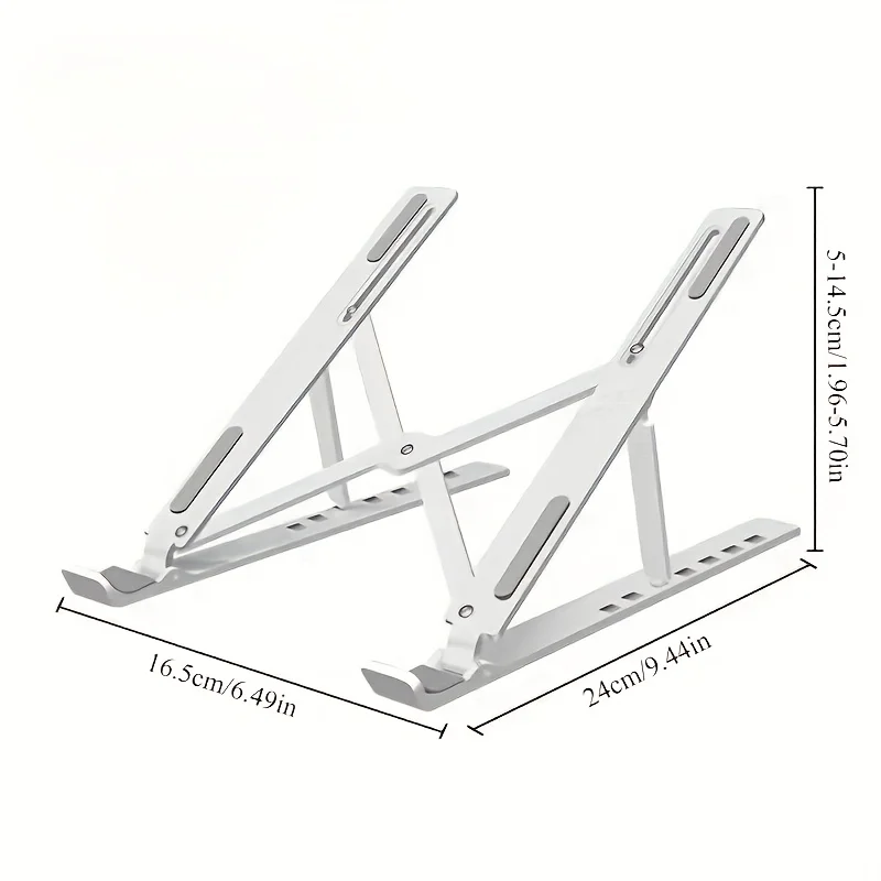 Laptop Stand, Adjustable Foldable Notebook Riser, Portable Collapsible Cooling Bracket for Desktop Office Home Daily Use