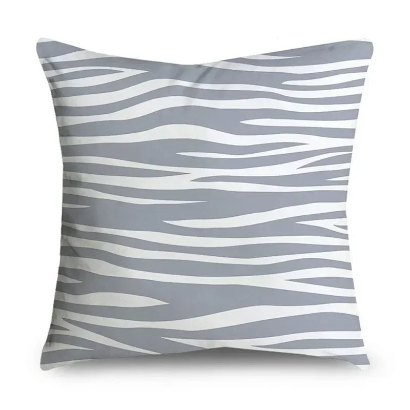 45*45cm Gray Striped Geometric Cushion Cover Polyester Pillowcase Cojines Decorativos Para Sofa Home Bedroom Sofa Decor