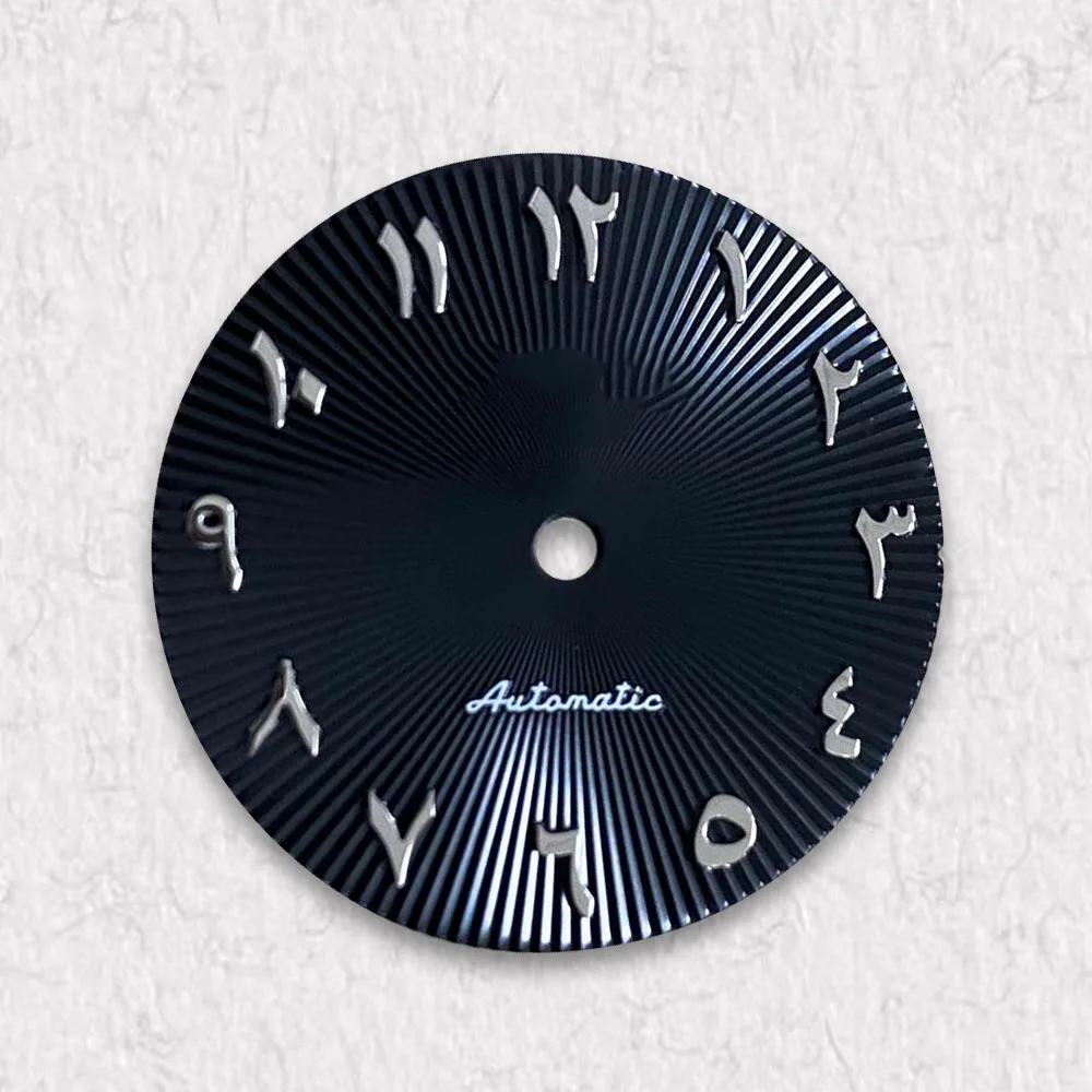 Esfera árabe con logotipo S de 28,5mm de alta calidad, adecuada para movimiento NH35/NH36/4R/7S, acceso de modificación de reloj con esfera Raya Vertical de calidad