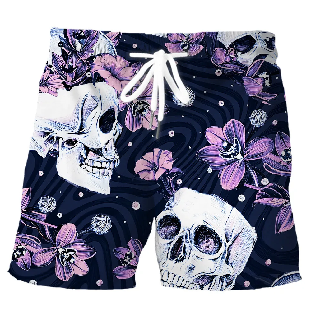 Summer Horror Skull Graphic 3D Printed Men's Gothic Shorts Beach Shorts Drawstring Elastic Waist Street  Style Man Shorts 2023