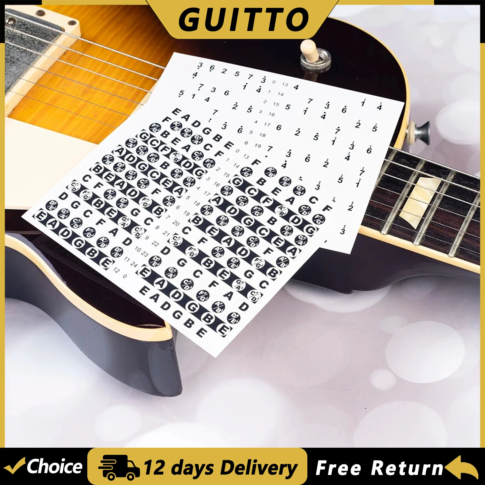 GUITTO GFM-01 Guitar Scales Notes Labels Fret Decals Fretboard Stickers Beginner Learning Sticker Guitar Parts & Accessories