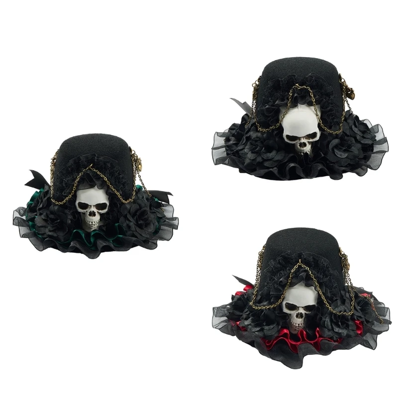 Steampunk Charm Haarnadel mit Rüschenbesatz Detail Gothic Süße Mode Kopfbedeckung Dunkles Haar Zubehör Geschenk Y08E – Detail 8