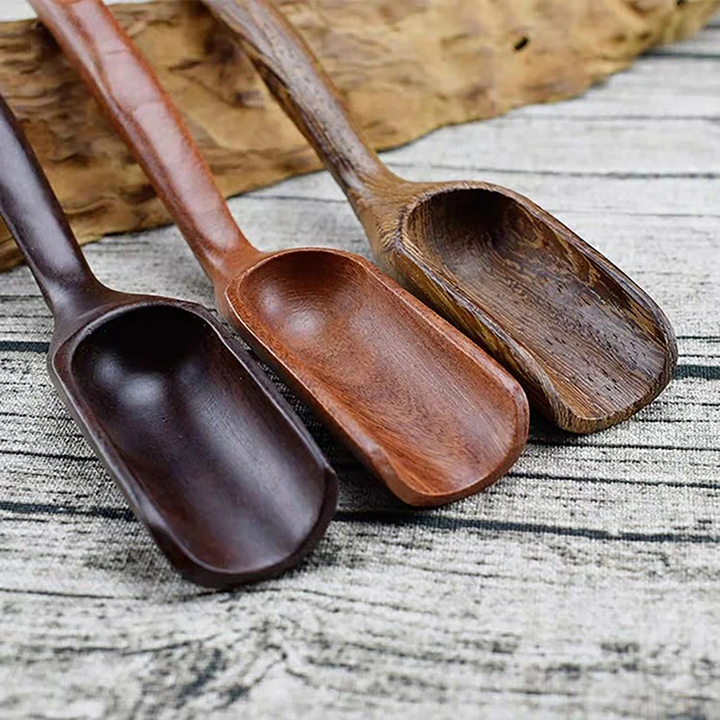 1*Small Flatware Wooden Salt Spoon Wood Condiments Spoon Handmade Honey Teaspoon Seasoning Sugar Coffee Tea Jam Mustard Ice Crea