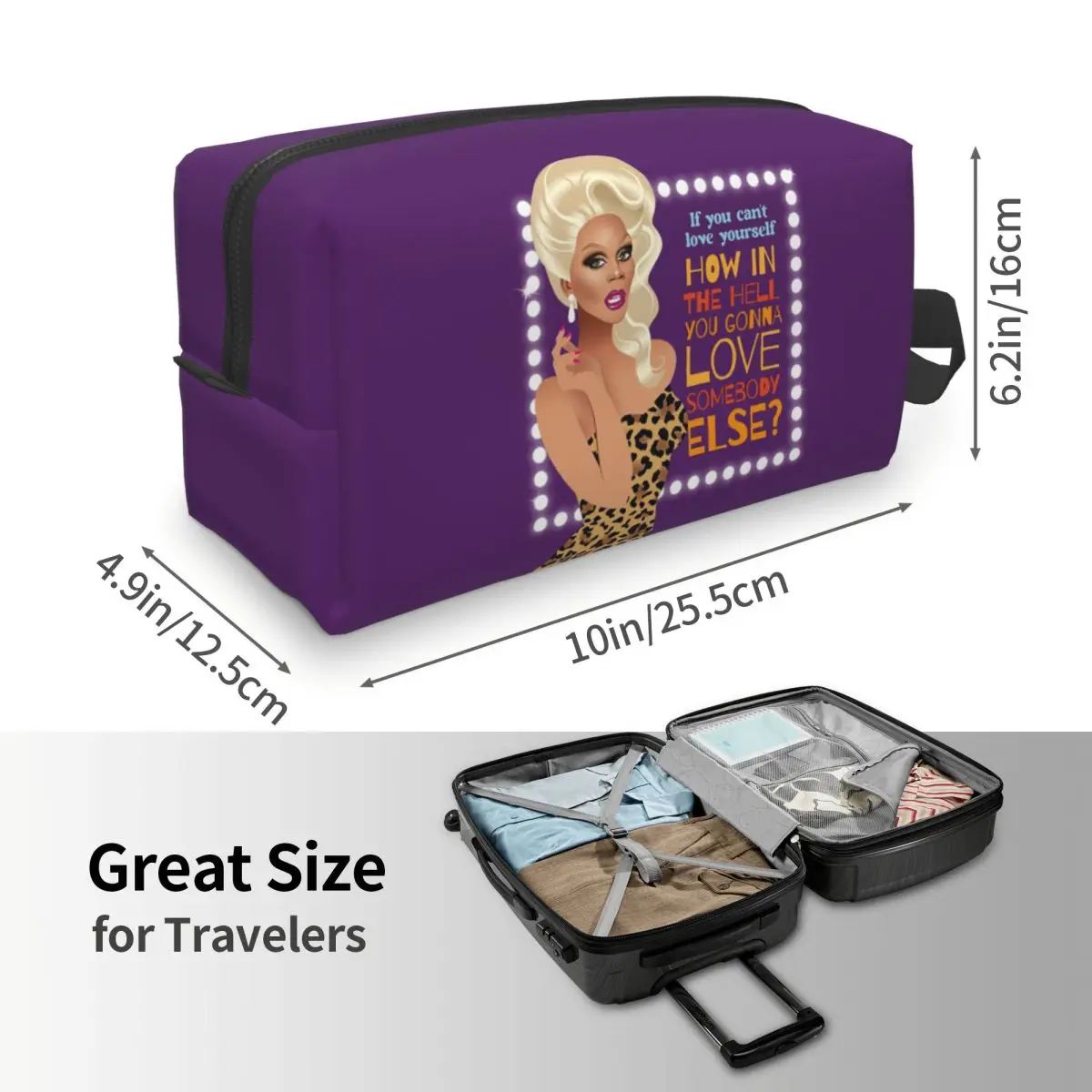 Drag Queen Royalty RuPaul's Drag Race Rupaul RPDR Makeup Bag Cosmetic Storage Dopp Kit Toiletry Cosmetic Bag for Women Beauty