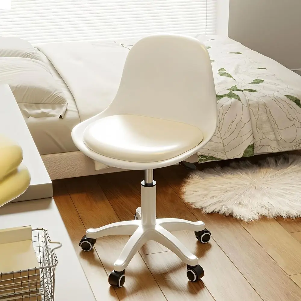 

Small Desk Chair Cute ArmlTask Vanity Chair with Sot Padded Cushion, Plastic Height Adjustable Home Oice Chairs or Teens Girls