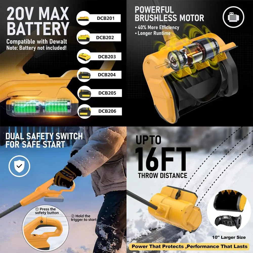 

10-дюймовый снегоочиститель с батарейным питанием 20 В MAX для удаления снега на патио, террасе и подъездной дороге