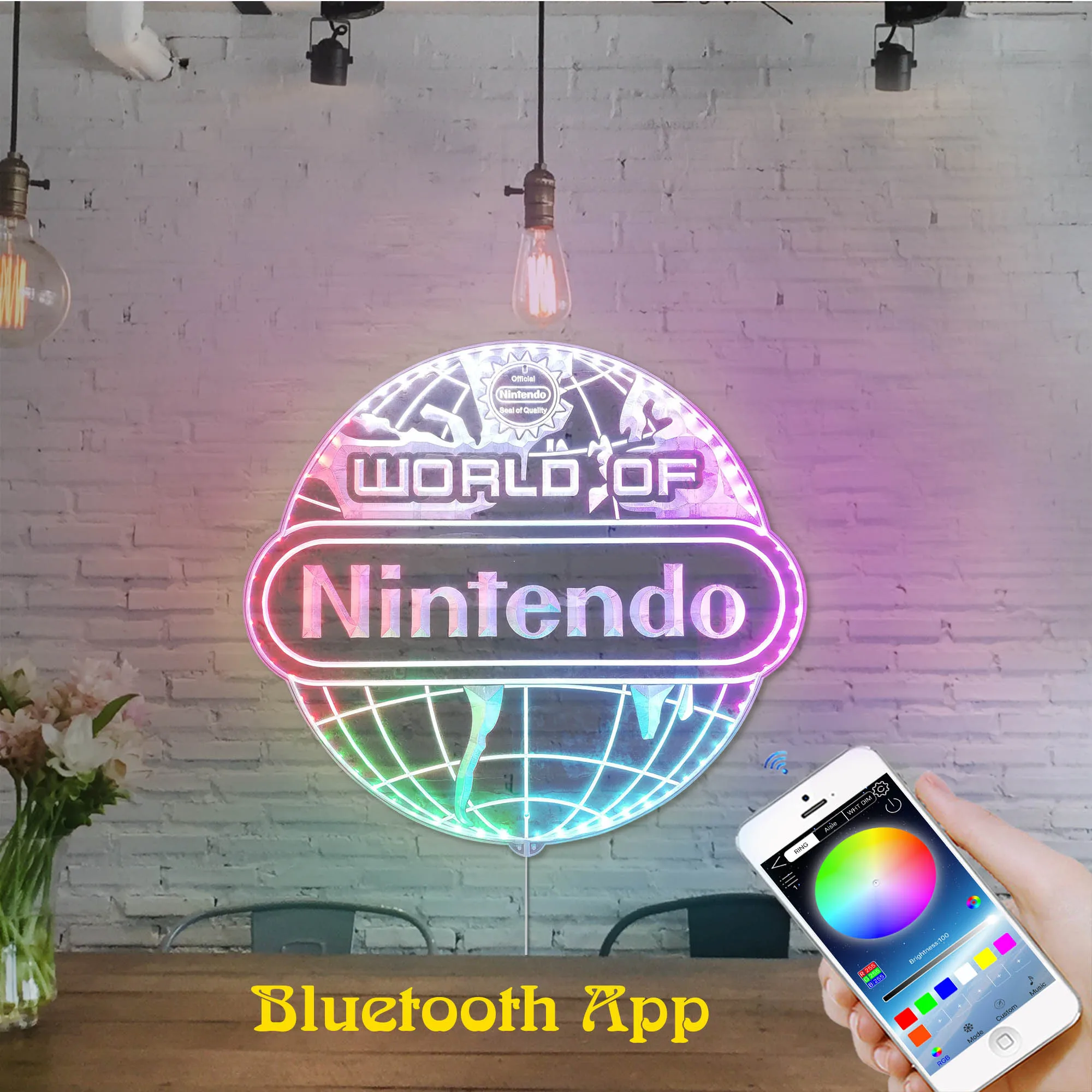 World of Neon RGB Edge Lit LED Sign, Game Room Decor, Gaming Night Light