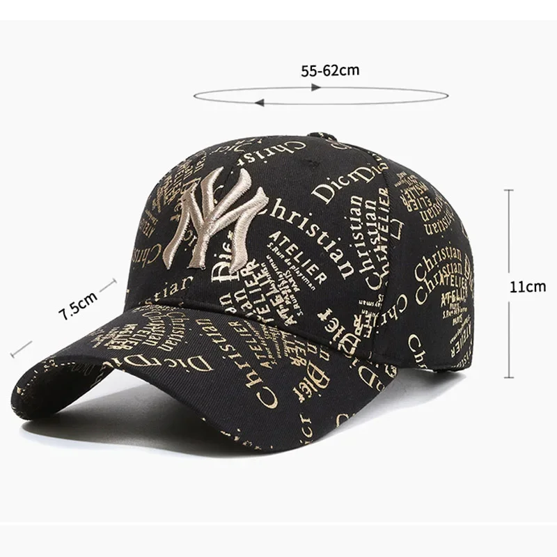 Baseball Cap Full Print Letters Embroidery Casual Wind Hat Fashion Men and Women with The Same Trend Fashion Sun Hat