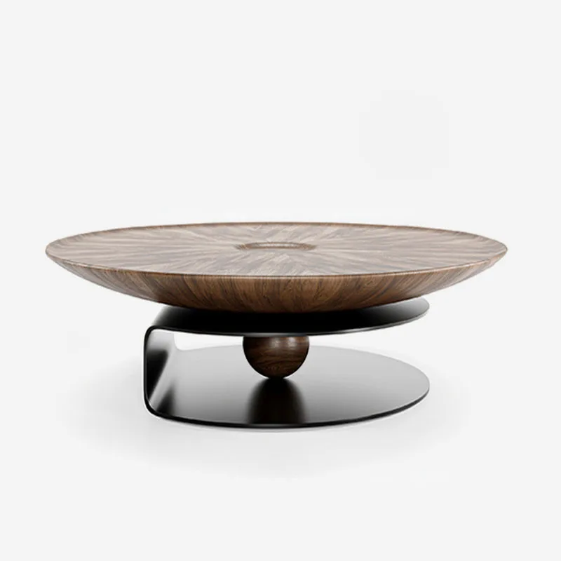 Italian round solid wood high-end living room light luxury modern minimalist designer niche creative small apartment coffee tabl