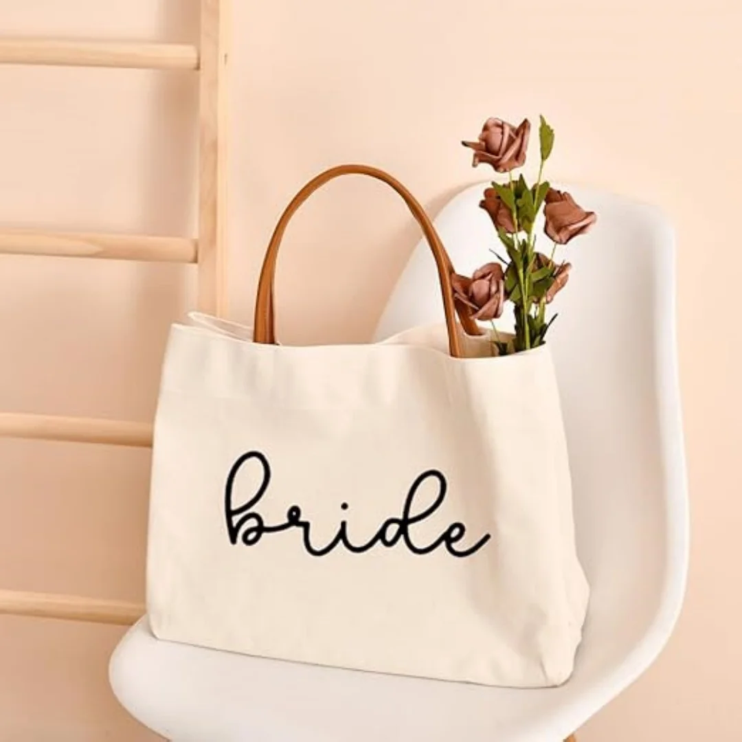 Bride Tote Bag Bride to be Gifts for Bridal Shower, Engagement, Wedding, Bachelorette Party, Honeymoon, Beach, Travel