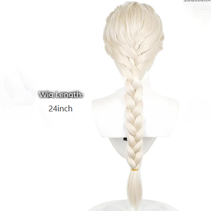 24inch Light Blonde Single Braid Wig, Elegant Braided Synthetic Hair Wig for Costume Party