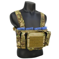 Tactical Vest Adjustable Tactical Vest Molle Chest Mini Rig Vest with Pistol Pouch, Wing Pouch, Dangler Pouch