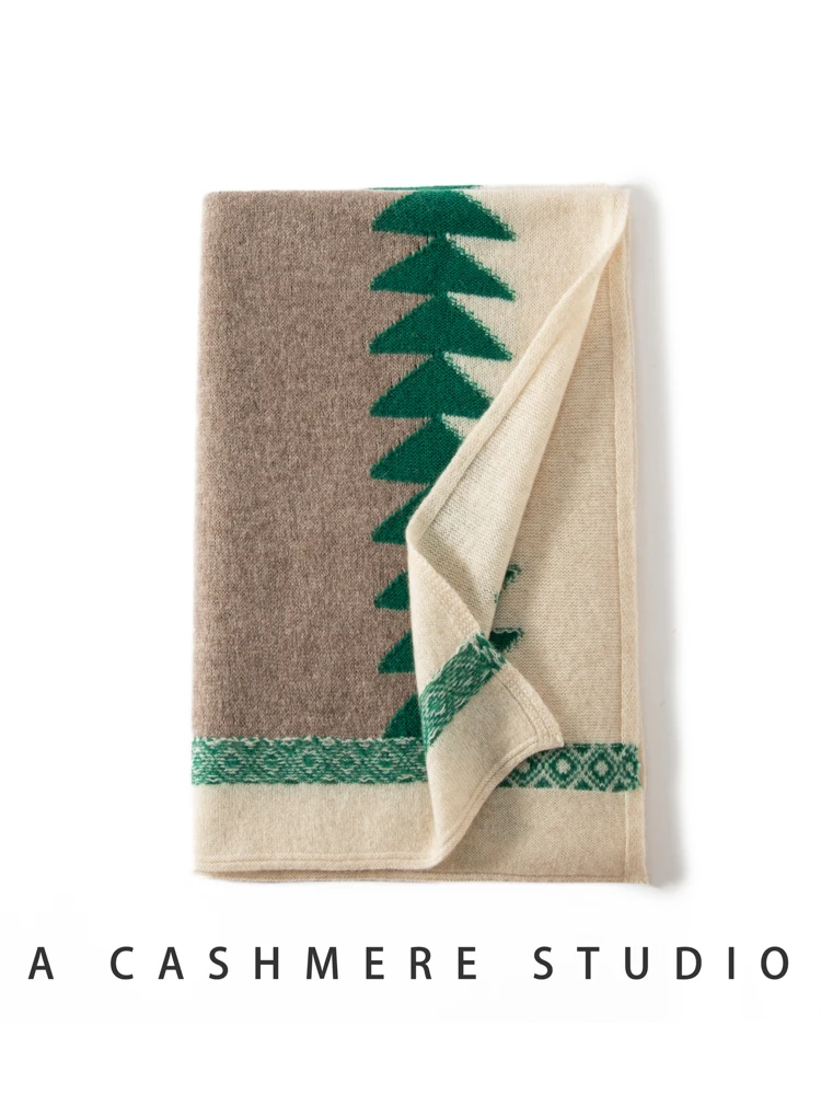 Fashionable Large Size Christmas Pattern Cashmere Scarf Super Size Knitted Shawl Warm Cozy Winter Accessory for Men And Women