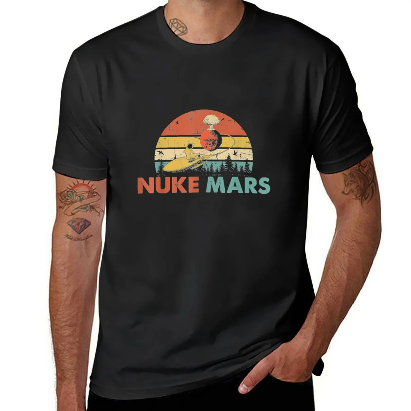 Nuke Mars Funny Astronauts Rocke.png T-Shirt tops hippie clothes plus sizes quick-drying oversized t shirts for men