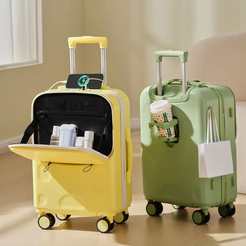

Cheese Front-Opening Luxury Luggage Carry-On Travel Suitcase 20/22/24/26 Inch Large Capacity Trolley Case Password Lock Suitcase