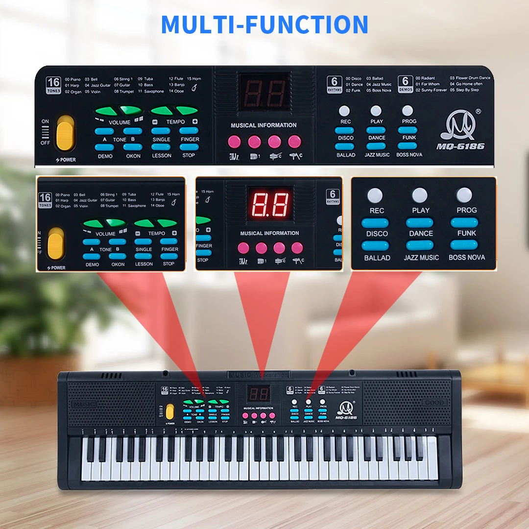61 คีย์คีย์บอร์ดดนตรี Professional Children'sl Synthesizer มินิเปียโนสําหรับเด็กออร์แกนอิเล็กทรอนิกส์เพลงของเล่นของขวัญ