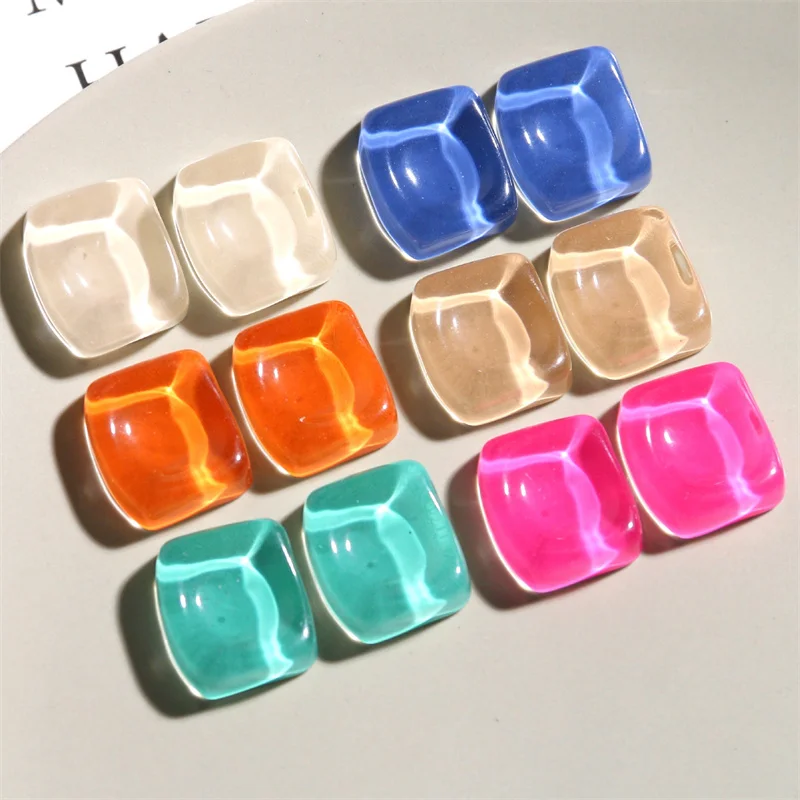 Wholesale 50pcs/lot color print geometry Water ripple rectangle shape resin cabochon beads diy jewelry garment hair accessory
