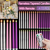 4-72PCS Flameless Taper Candles With Remote Battery Operated LED Candles Flickering Taper Candle Church Home Wedding Party Decor