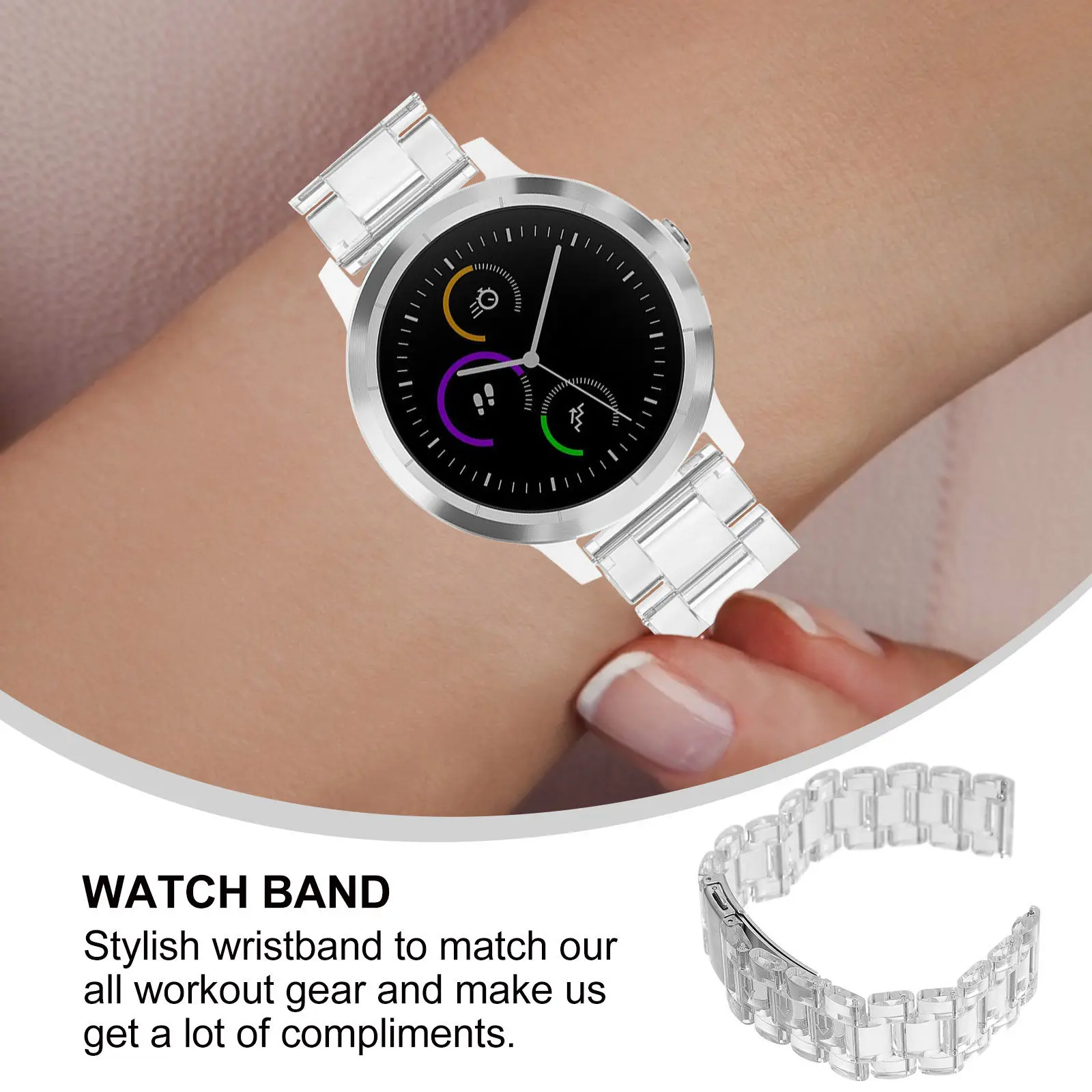 Transparent Smart Watch Strap – Comfortable Fashion Bracelet Band for Workout, Compatible with 3-Hour Devices