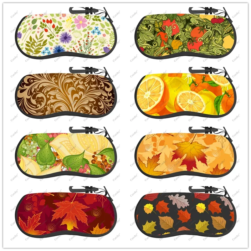 foliage plant Glasses case zipper sunglasses bag travel printed soft shell storage glasses case for men women Glasses case