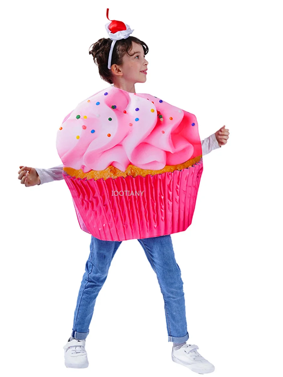 

2024 Child Cupcake Confetti Costume Girls Sugar Sweet Pink Cake Dress Up Women Halloween Costume For Kids Purim Carnival Outfit