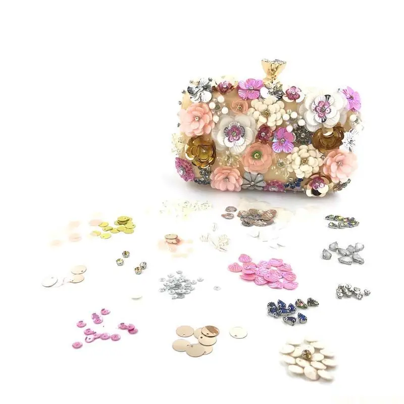 

X90D женская вечерняя сумочка с бисером и цветочным принтом, клатч, банкетный кошелек, сумка-мессенджер, сумка через плечо для