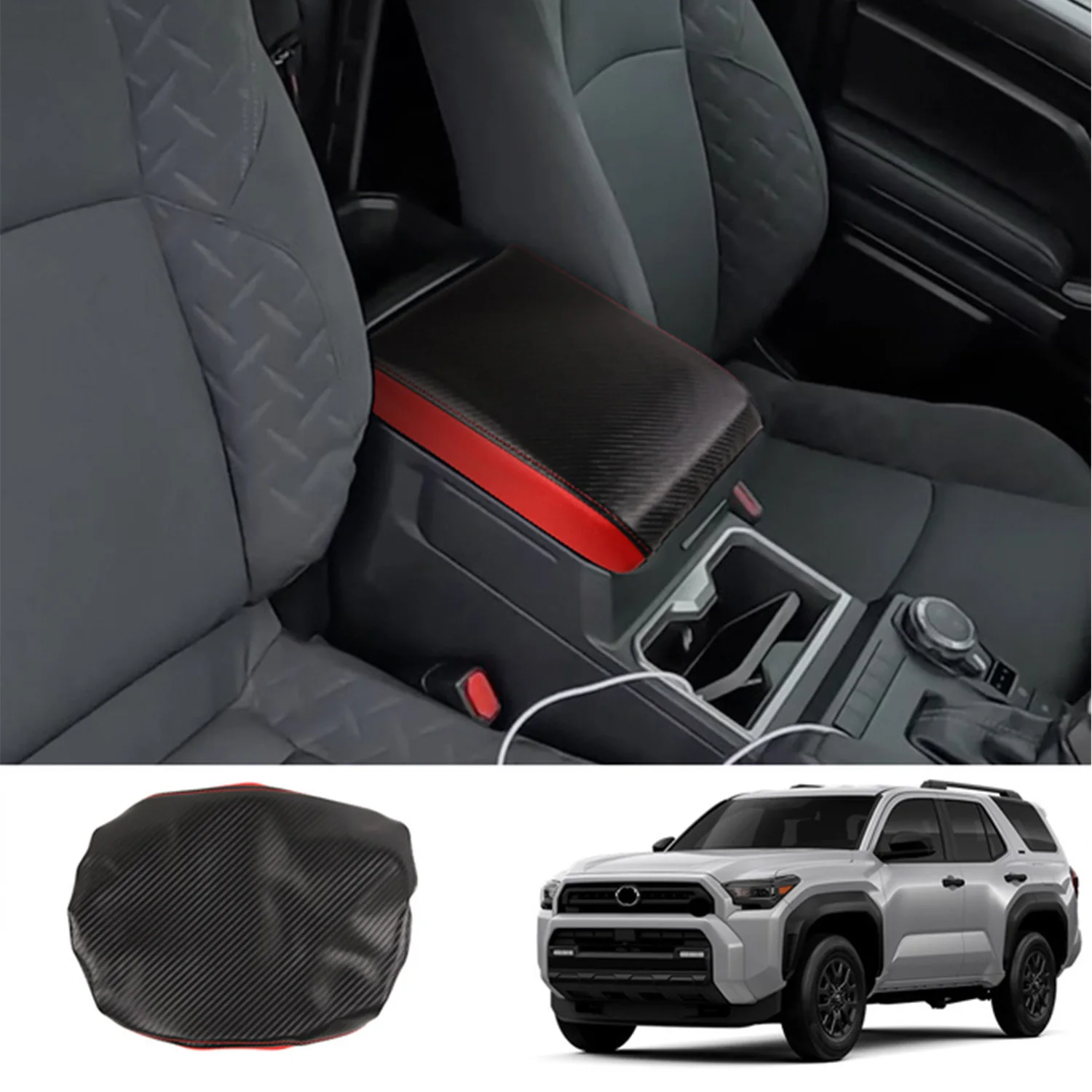 Car Interior Trim for Toyota 4Runner 2025 2026 & Tacoma 2024-2026 Center Console Armrest Cover ABS/ PU Leather Protector 1Pc